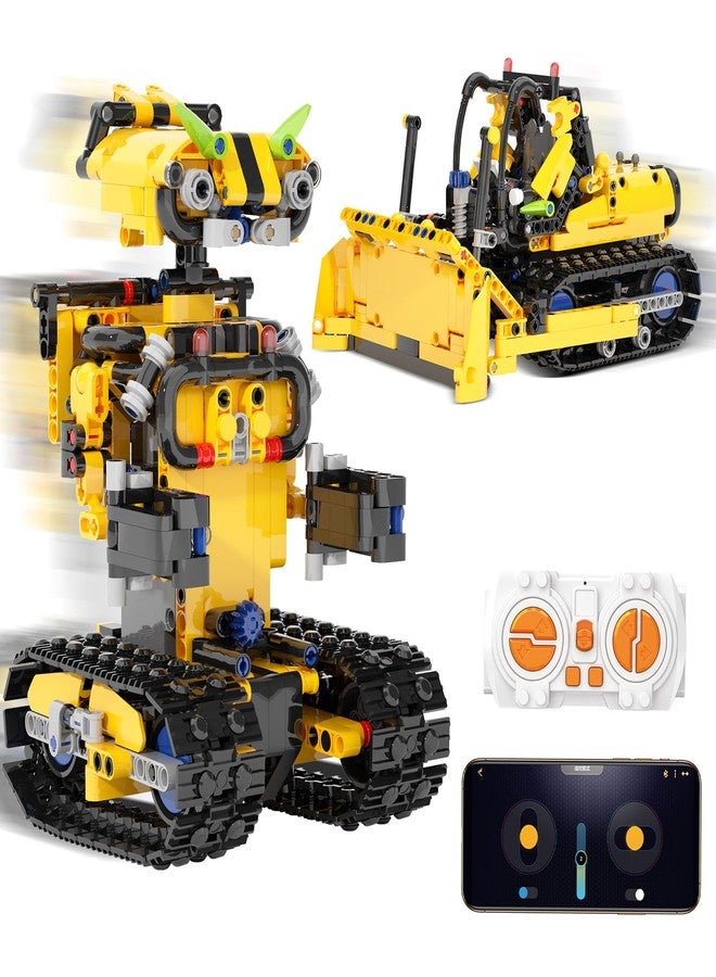 Sciencow 2-in-1 Build a Robot Kit, Remote & APP Controlled Robotic Building Blocks Toys STEM Projects for Kids Ages 8 9 10 11 12 13 14,Chirstmas Birthday Gift for Boys (RC Bulldozer) - Image 1